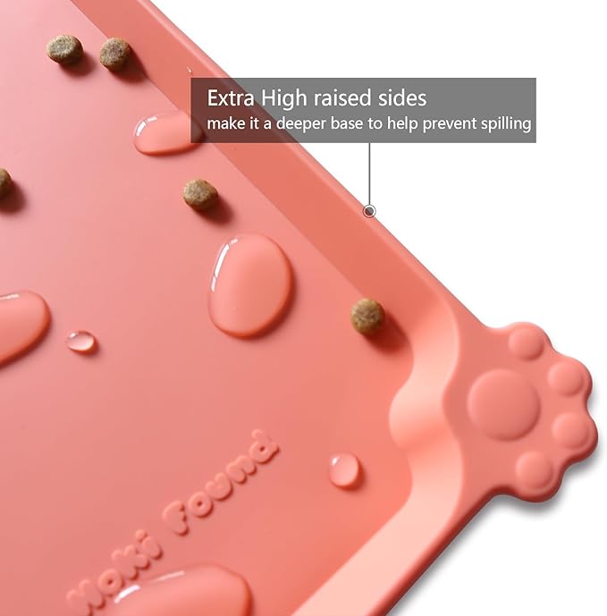 Hoki Found Large Silicone Pet Food Mats Tray - Non Slip Pet Dog Cat Bowl Mats Placemat - Dog Pet Cat Feeding Mat - Waterproof Dog Cat Food Mats -Pet Water Mats for Floors-Burnt Coral